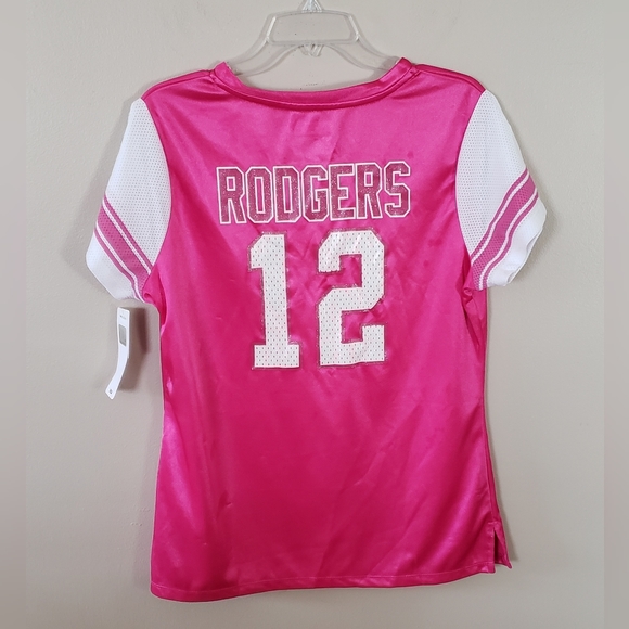NWT Women's  Aaron Rodgers#12 Green Bay Packers NFL Pink Jersey Size XL - Picture 2 of 7